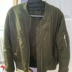 Topshop Olive Bomber Jacket for women